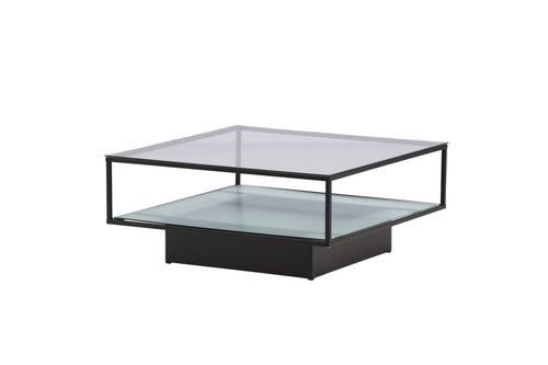 Rebellenclub Salontafel Lucera - 90 x 90 cm - Zwart met Glazen Blad