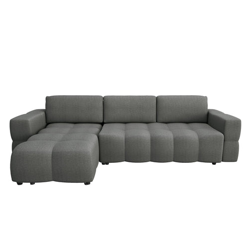 Sia Home - Linkshoekbank met slaapfunctie GABRIEL - kruisbinding antracietgrijs 286cm