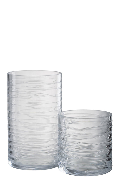 J-Line windlicht Strepen - glas - transparant - large