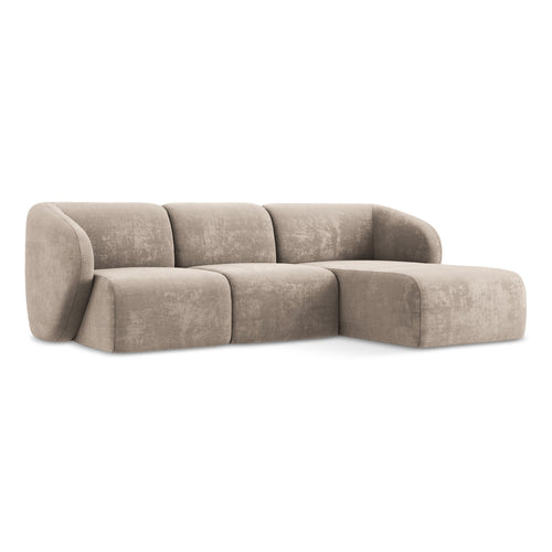 LaMiaSofa hoekbank rechts Cervo - chenille stof - donkerbeige - 248x166x86