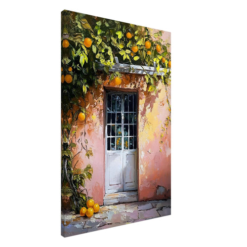 Artfulprints Canvas Mediterranean orange tree canvas - 60x90 cm - Oranje