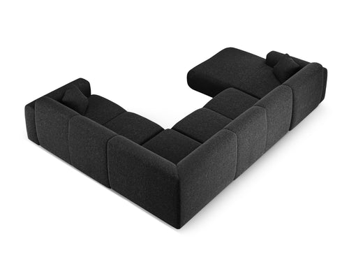 Cosmopolitan Design Panoramische hoekbank rechts Nolio 6-zits, chenille zwart - 252x342x72cm