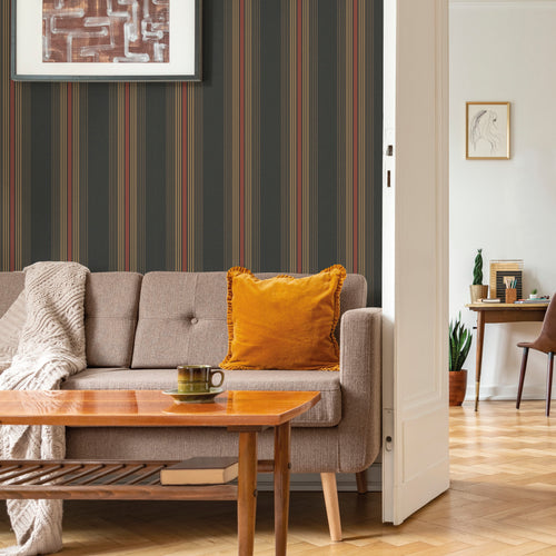 Sanders & Sanders behang strepen vergrijsd olijfgroen - 53 cm x 10 m - 640542