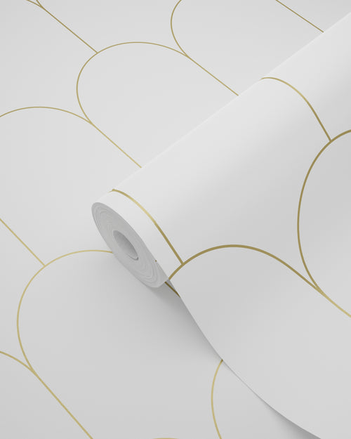 ESTAhome behang art deco motief wit en goud - 53 cm x 10.05 m - 139139