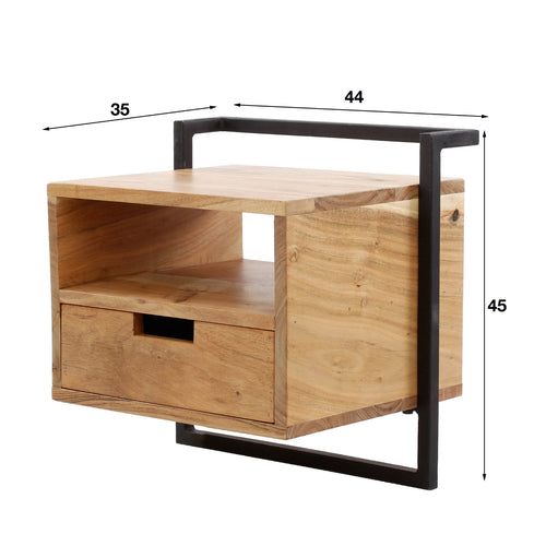 Giga Meubel Nachtkastje Air Solid - Naturel Acaciahout - 44x35x45cm