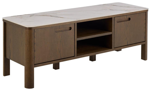 Rebellenclub  Leda TV-meubel  - 120 x 40 cm - Marmerlook / Gerookt Eiken