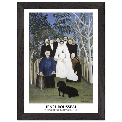 Artfulprints Poster met Lijst Henri Rousseau - The wedding party   - A4 21x29.7 cm - Meerkleurig