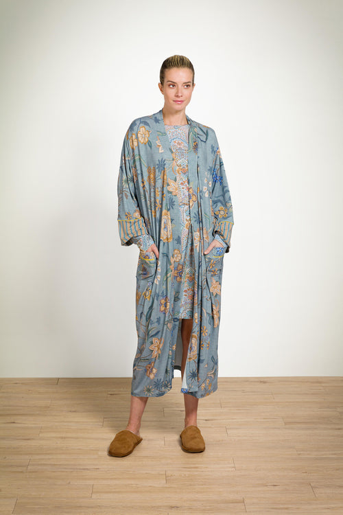 Pip Studio - Noa Kimono Dames - Safari Bloom - Blauw - XXL