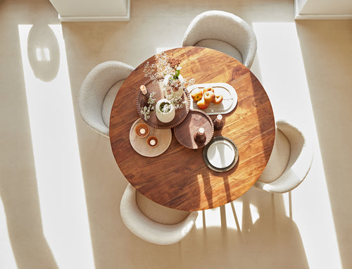 Light & Living eettafel QUENZA - Ø140x76cm - bruin