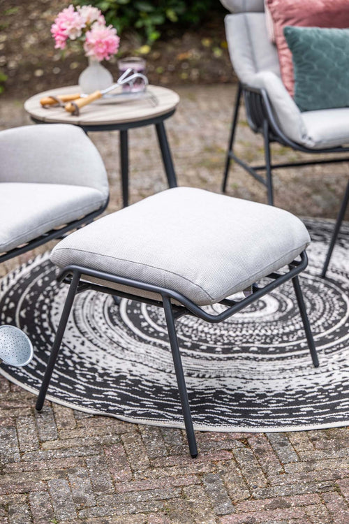 5-delige set - zwart - 2x loungestoel Livorno + voetenbank & tafeltje