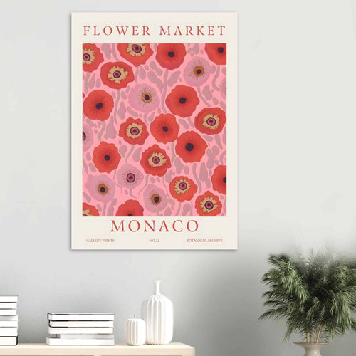 Artfulprints Poster met Lijst Flower market - Monaco   - 30x40 cm - Roze