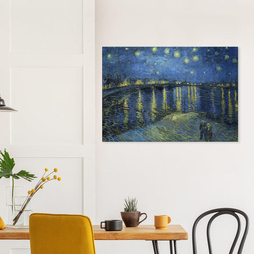 Artfulprints Canvas Vincent van Gogh - Starry night over the Rhône canvas - 150x100 cm - Blauw
