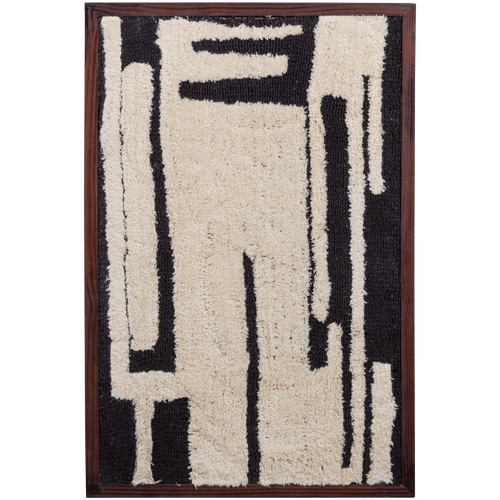 WOOOD wanddeco Anka - Katoen stof - Zwart/Wit - 90x60x10 - vtwonen shop