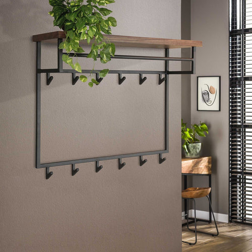 Giga Meubel Kapstok Daytona - Naturel Hout - 12 Haken - 100x30x80cm