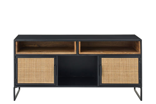 J-Line tv-meubel Rieten Panelen - hout - zwart/naturel