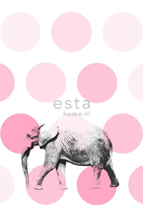 ESTAhome fotobehang olifant roze - 186 x 279 cm - 158708 - vtwonen shop