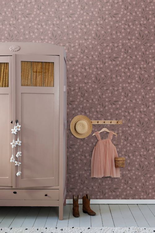 ESTAhome behang bloemmotief oudroze en aubergine paars - 50 x 900 cm - 131130 - vtwonen shop