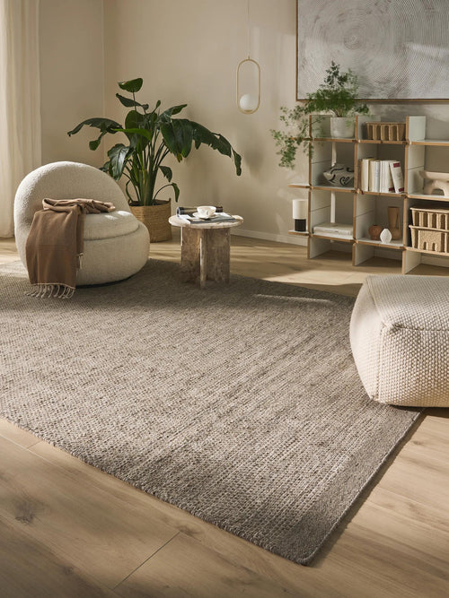 benuta wollen vloerkleed Rocco - taupe - 140x200 cm