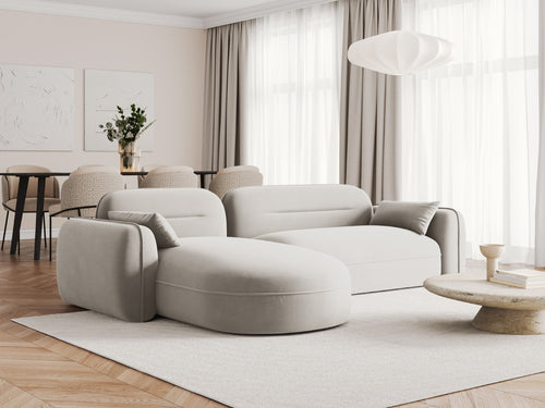 Cosmopolitan Design Modulaire hoekbank links Sydney 4-zits, flueel, lichtbeige - 165x275x70cm