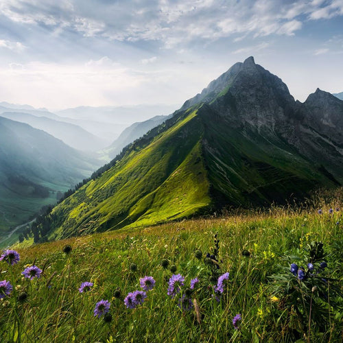 Sanders & Sanders fotobehang berglandschap groen en blauw - 450 x 280 cm - 612672