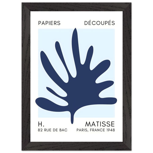 Artfulprints Poster met Lijst Matisse – Coral drift navy blue I   - A4 21x29.7 cm - Blauw