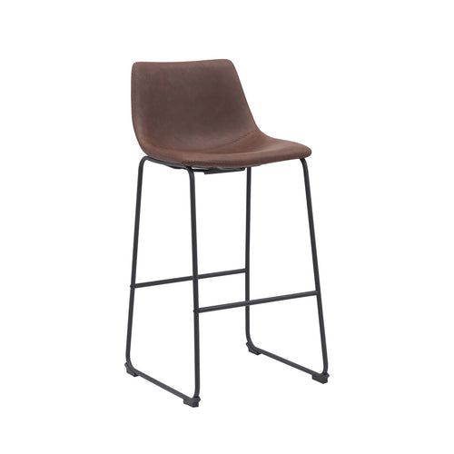 LABEL51 Barkruk Risto - Bruin PU-Leer - Zithoogte 75cm - Set van 2