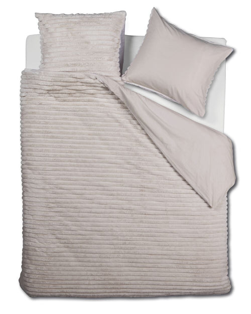 Rivièra Maison Dekbedovertrek Furry Stripes - 260 x 200/220 cm - Gebroken wit