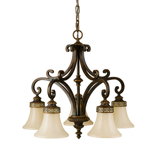 Elstead Drawing Room - 5 lichts multi-arm kroonluchter walnoot finish, E27