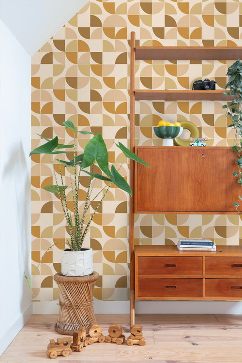 ESTAhome behang retro ornamenten bruin, beige en okergeel - 50 x 900 cm - 132023