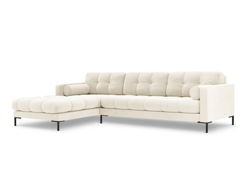 Cosmopolitan Design linker hoekbank Bali 5-zits, flueel, lichtbeige - 185x293x75cm