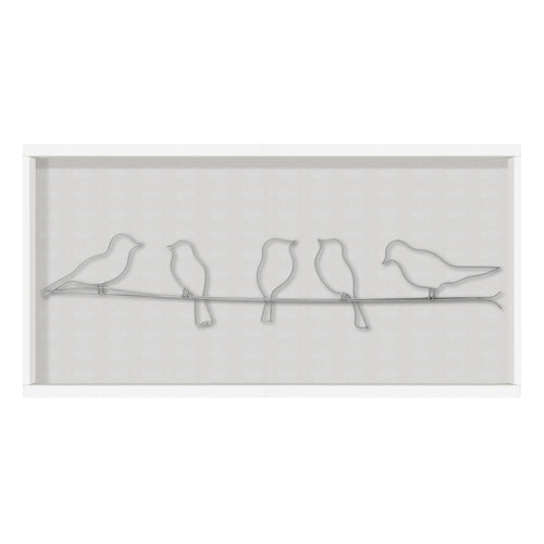 Art for the Home Metal Art - Vogeltjes op draad zilver - 60x12,5cm - vtwonen shop