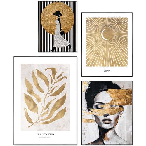 Reinders Gouden details schilderijen set -  goud - woonkamer - 70x50cm
