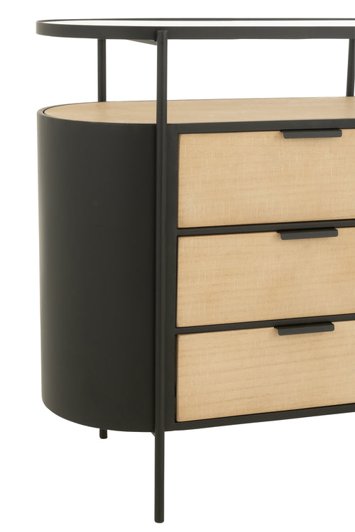 J-Line kast Avy - ijzer - naturel/zwart