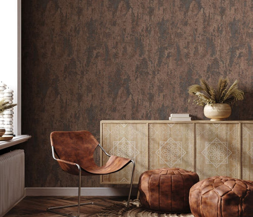 Erismann behang roestige look bruin - 53 cm x 10.05 m - 661438 - vtwonen shop