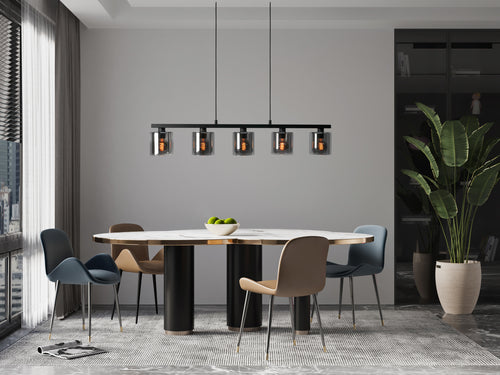EGLO hanglamp Cadley - e27 - 121 cm - rookglas - smoke - zwart