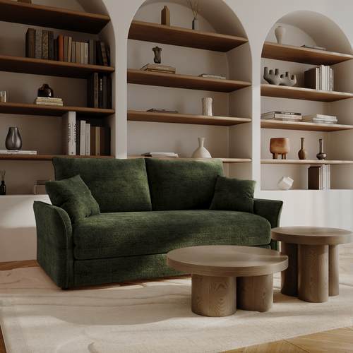 Premium Interiors - Slaapbank CHERY - getextureerd fluweel kaki 176.5cm