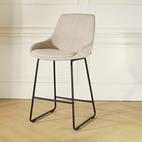 Nolon Nino-Isa Barkruk Beige - Stof - Zwart Onderstel - 65 cm - vtwonen shop