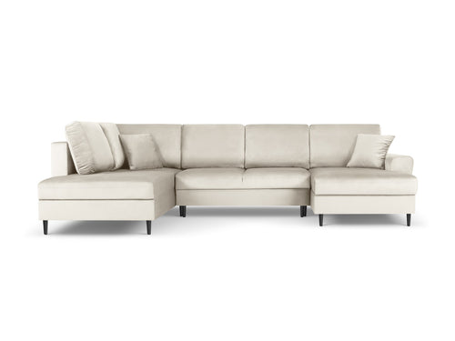 Cosmopolitan Design Links panoramische slaapbank met opbergdoos Kyoto 7-zits, flueel, lichtbeige - 194x313x88cm