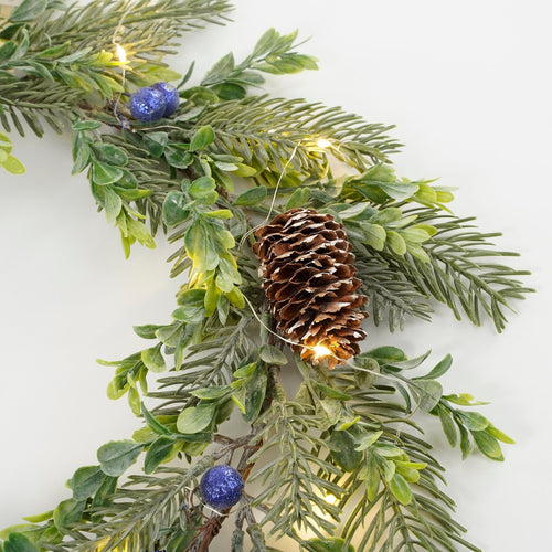House of Seasons Kerstkrans met LED Verlichting - Ø42 cm - Groen