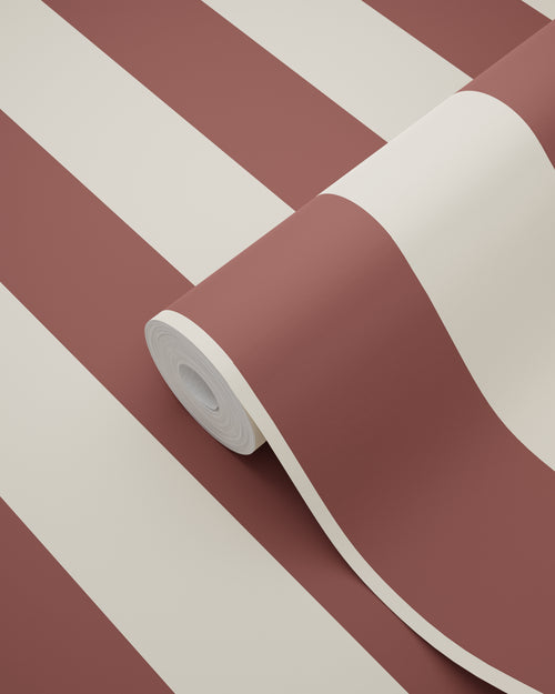 ESTAhome behang strepen bordeaux rood en wit - 50 x 900 cm - 131978