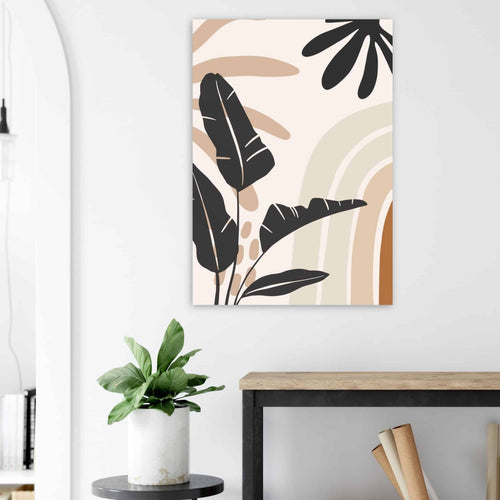 Artfulprints Poster met Lijst Boho – Jungle motion   - A4 21x29.7 cm - beige