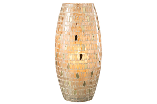 J-Line windlicht Mozaiek - glas - beige - large