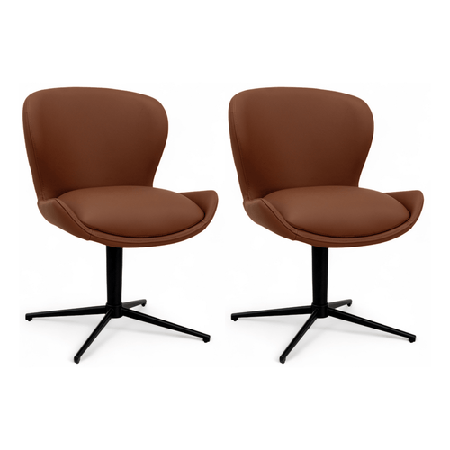 Furnhouse eetkamerstoel Nicklas - Donkerbruin - Leer - Set van 2