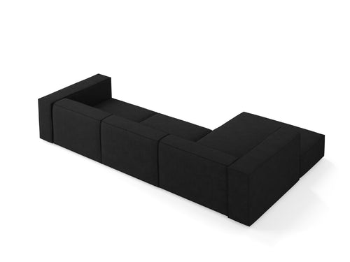 Cosmopolitan Design linker hoekbank Arendal 4-zits, chenille met ribbeleffect, zwart - 166x284x70cm
