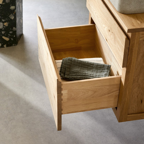 Tikamoon Massief eikenhouten wastafelmeubel 60 cm - Naturel - vtwonen shop