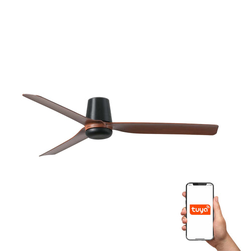 Faro Punt Tub Medium 3-blads matzwart, walnoot Tuya Smart System