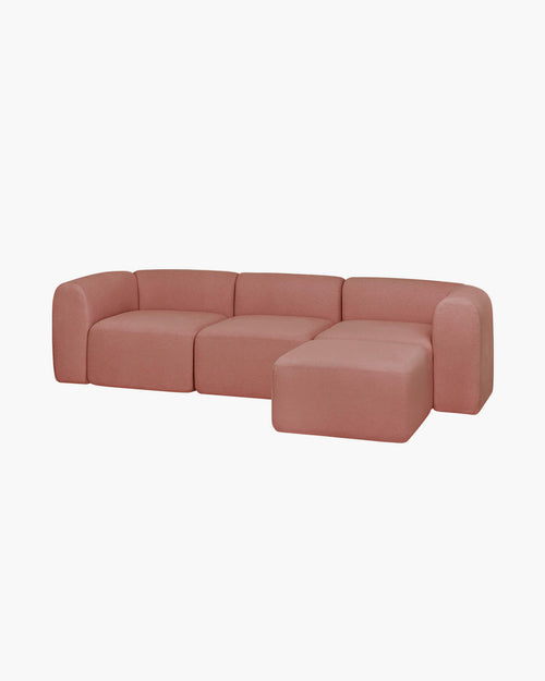 noo.ma Flom 3-zitsbank Pink Clay - soft zitcomfort, 262x96,5x68 cm