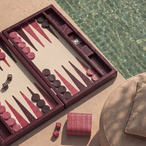 Premium Interiors - Backgammon - Gemiddeld BACKGAMMON - leer pruim 38cm