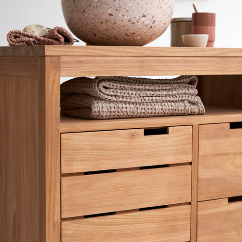 Tikamoon Massief teakhouten badmeubel 80 cm - Naturel - vtwonen shop