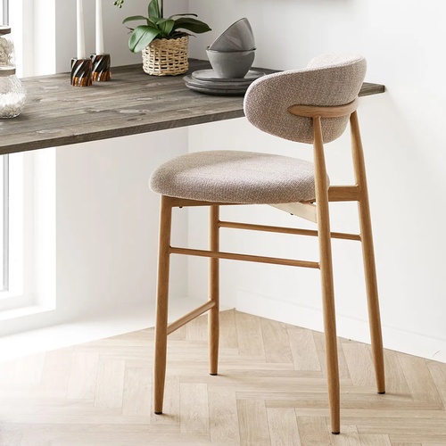 Nolon Jolien barkruk 65 cm taupe mixed  - naturel onderstel